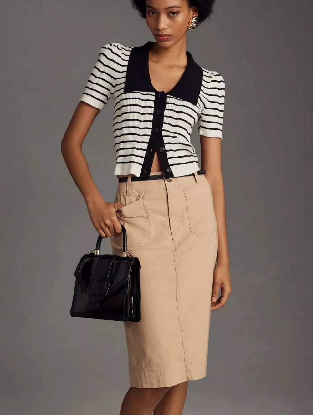 Anthropologie Maeve Colette Magic Fabric Midi Skirt M Linen Blend Pockets